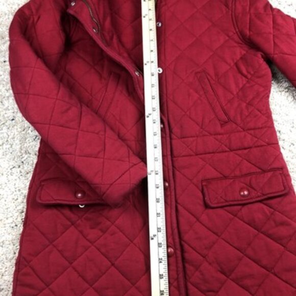 Lauren Ralph Lauren Womens Small Quilted Coat Jacket Hooded Red Full Zip WINTER - Picture 10 of 12